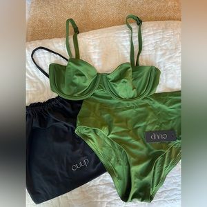 NWT CUUP Swimwear balconette top and high rise bottoms